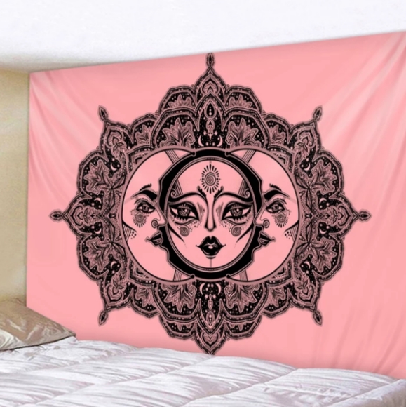 🆕 Pink Sun and Moon Tapestry - Picture 2 of 2